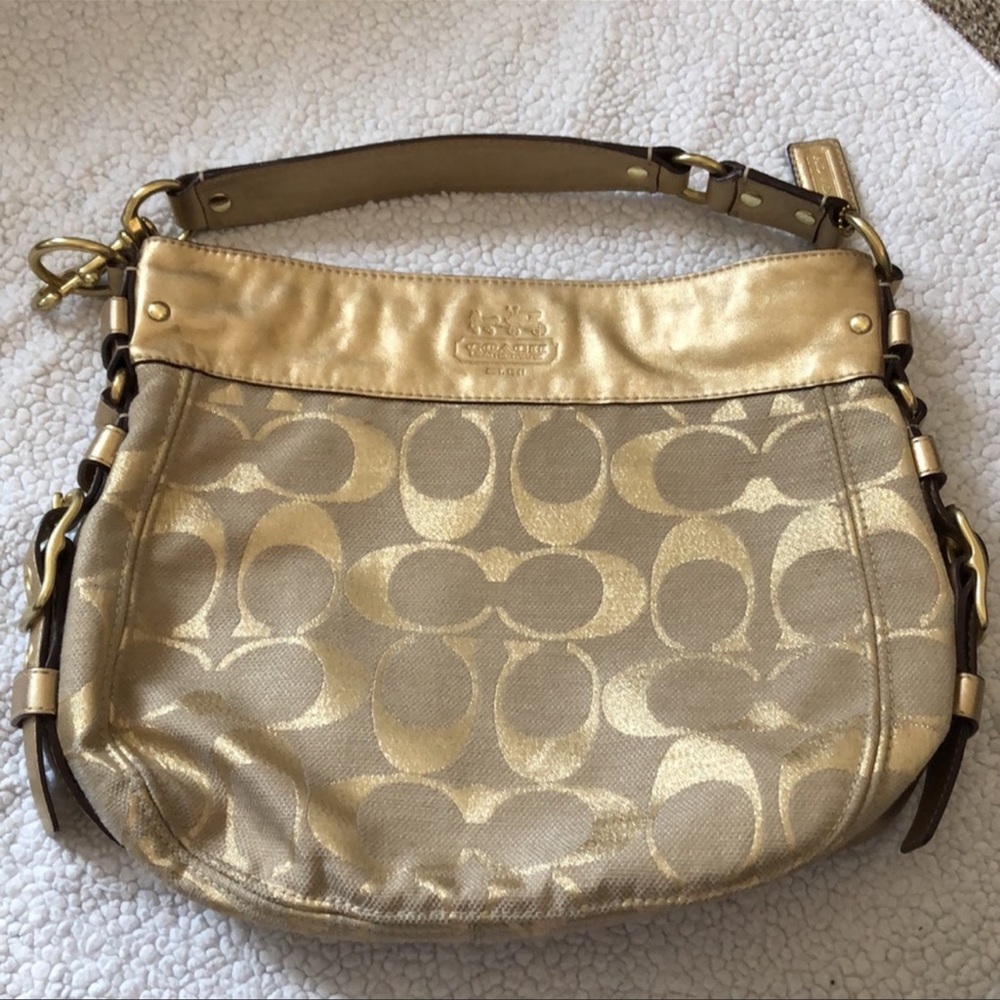🐎COACH METALLIC 🐎 ZOE  GOLD LARGE BAG